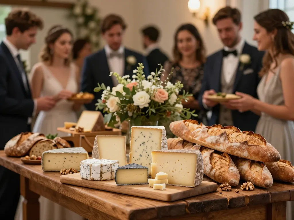 Buffet de fromages affinés et pains spéciaux