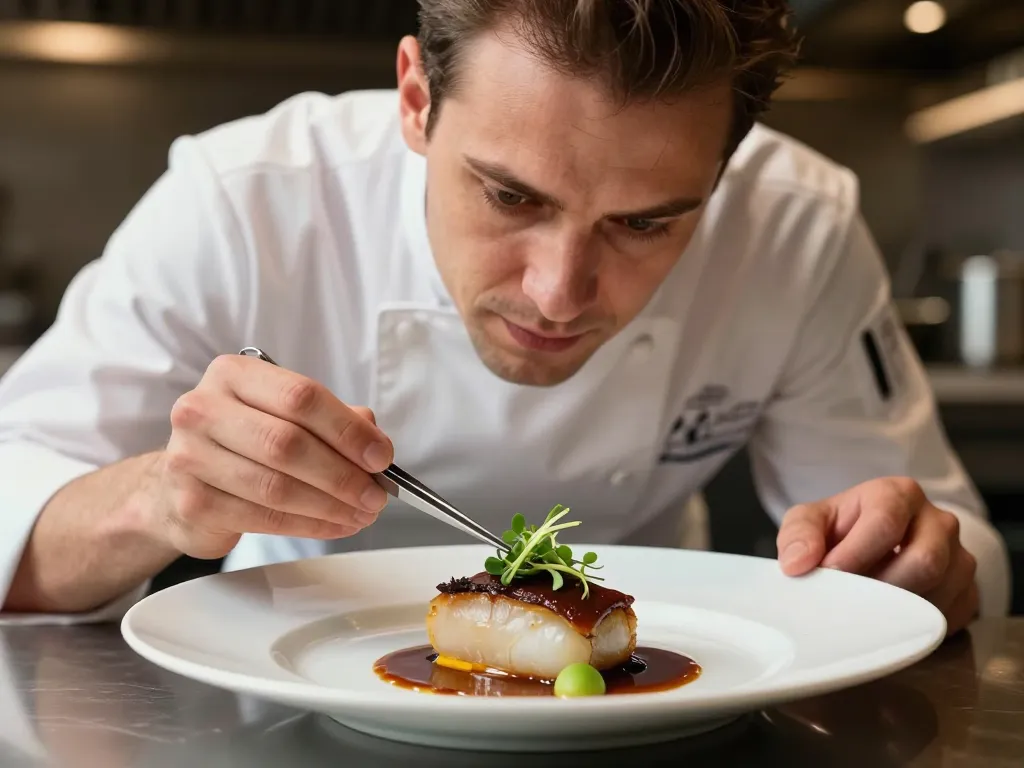 Dressage gastronomique par un chef